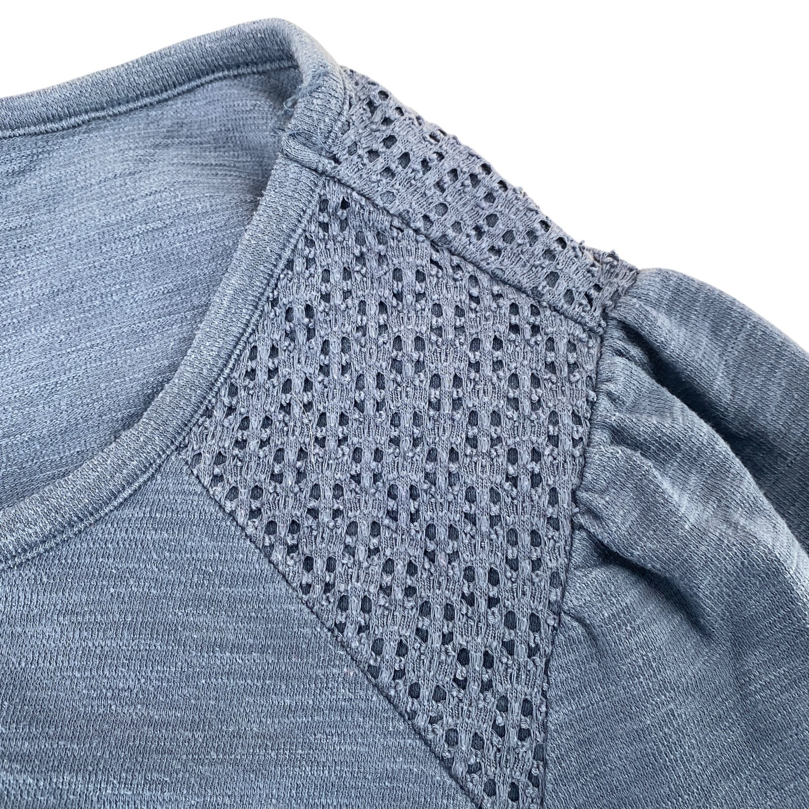 LC Lauren Conrad Womens Knit Tunic Top Size 2X Blue Long Sleeve Lace Shoulders