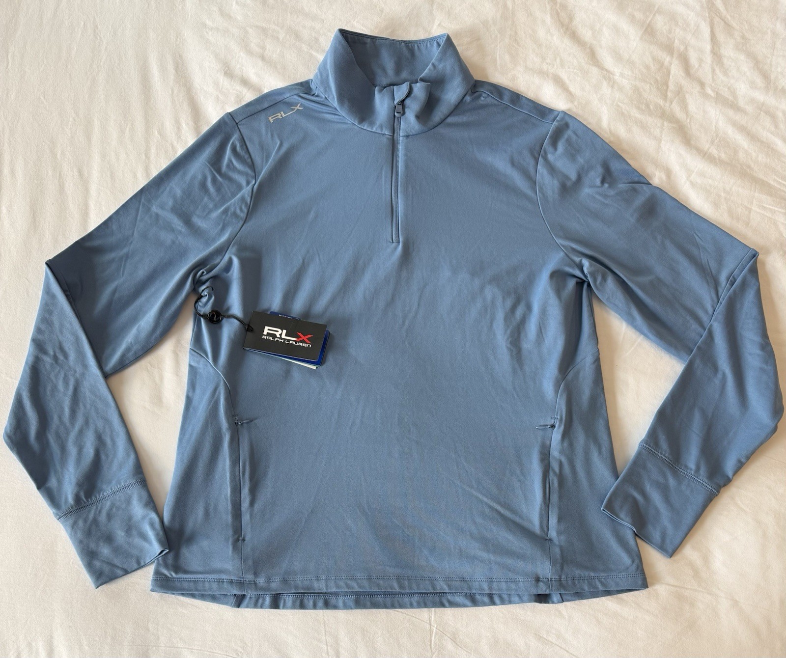RLX Ralph Lauren Golf 1/4 Zip Pullover Performance Jersey Women’s Lg. Blue $148