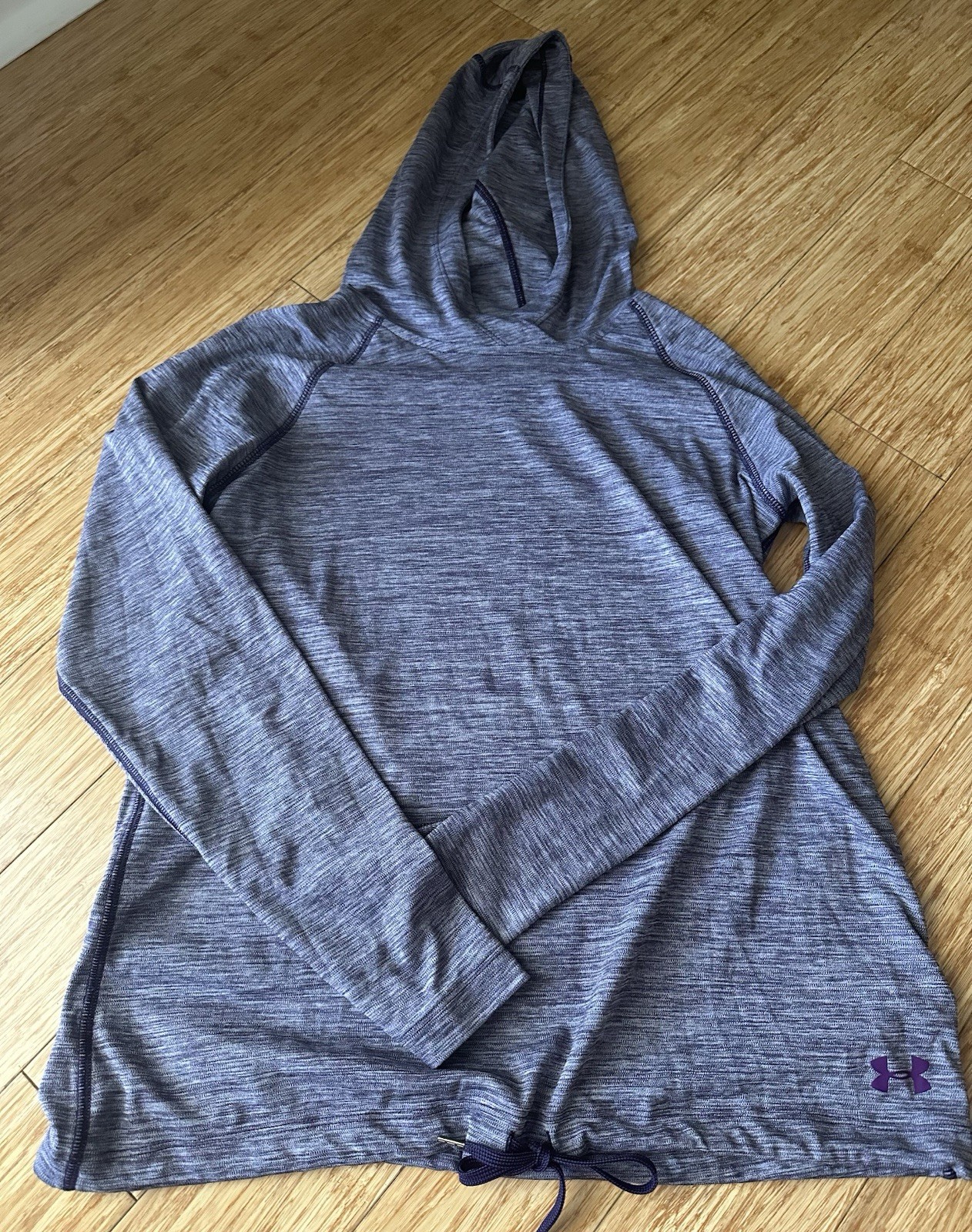Under Armour Women’s Purple Marled Hooded Drawstring Athletic Top Size Small