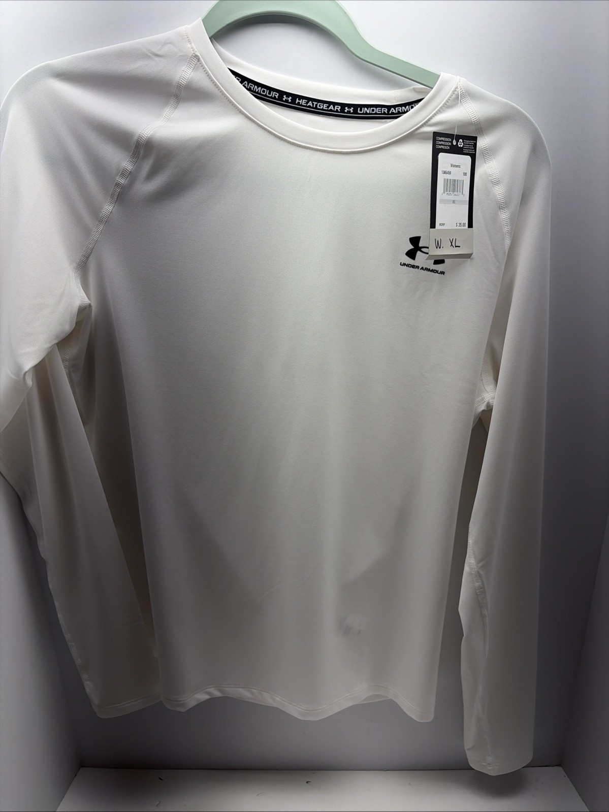 Under Armour Women’s Heatgear Compression Long Sleeve Shirt (White) 1365459 XL