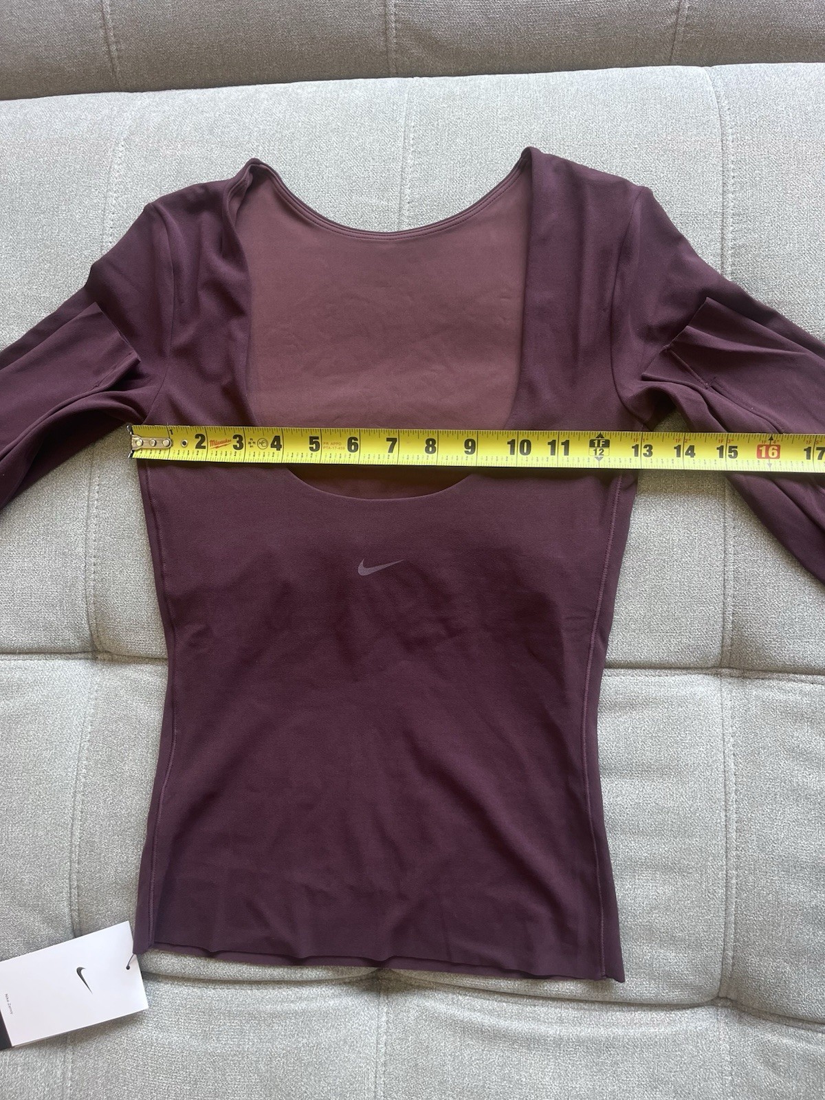 NWT Nike Zenvy Women’s Dri-FIT Yoga Top Prune XS Tight Fit Burgundy HV3539-652