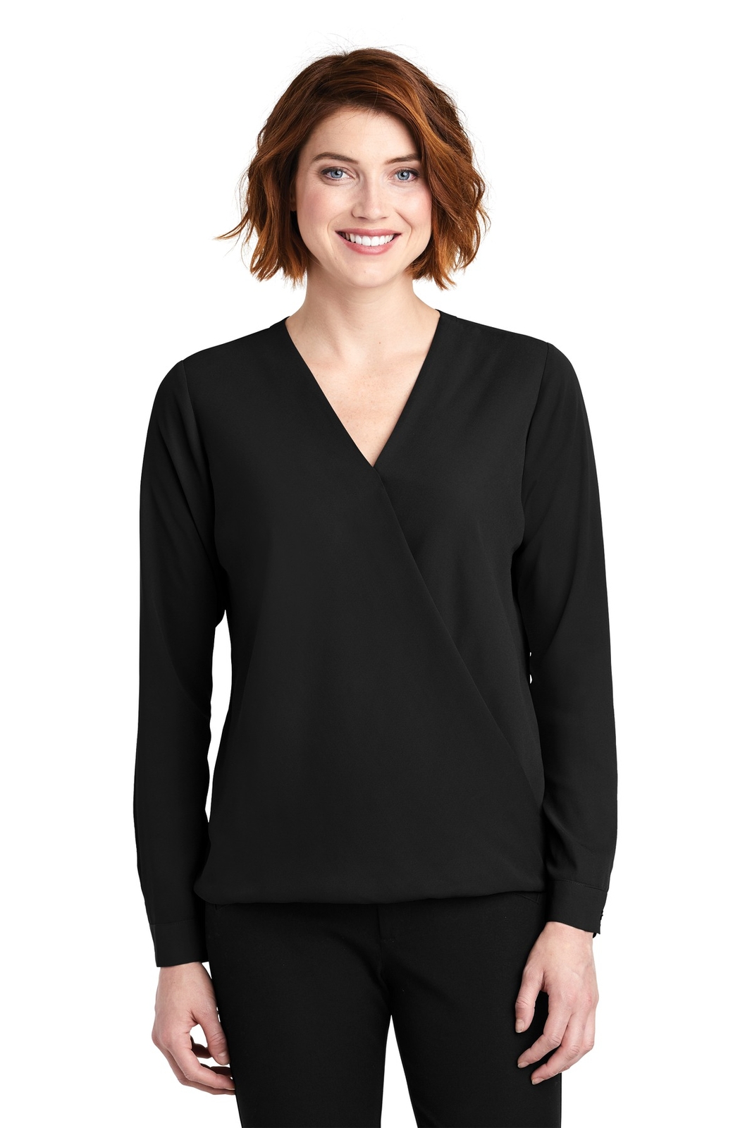 Port Authority Womens Long Sleeve Wrap Stylish Blouse LW702
