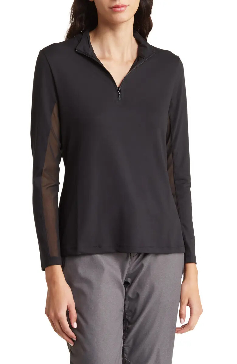 NWT X by GOTTEX Black Golf Tennis Long Sleeve Mock Shirt M L & XL