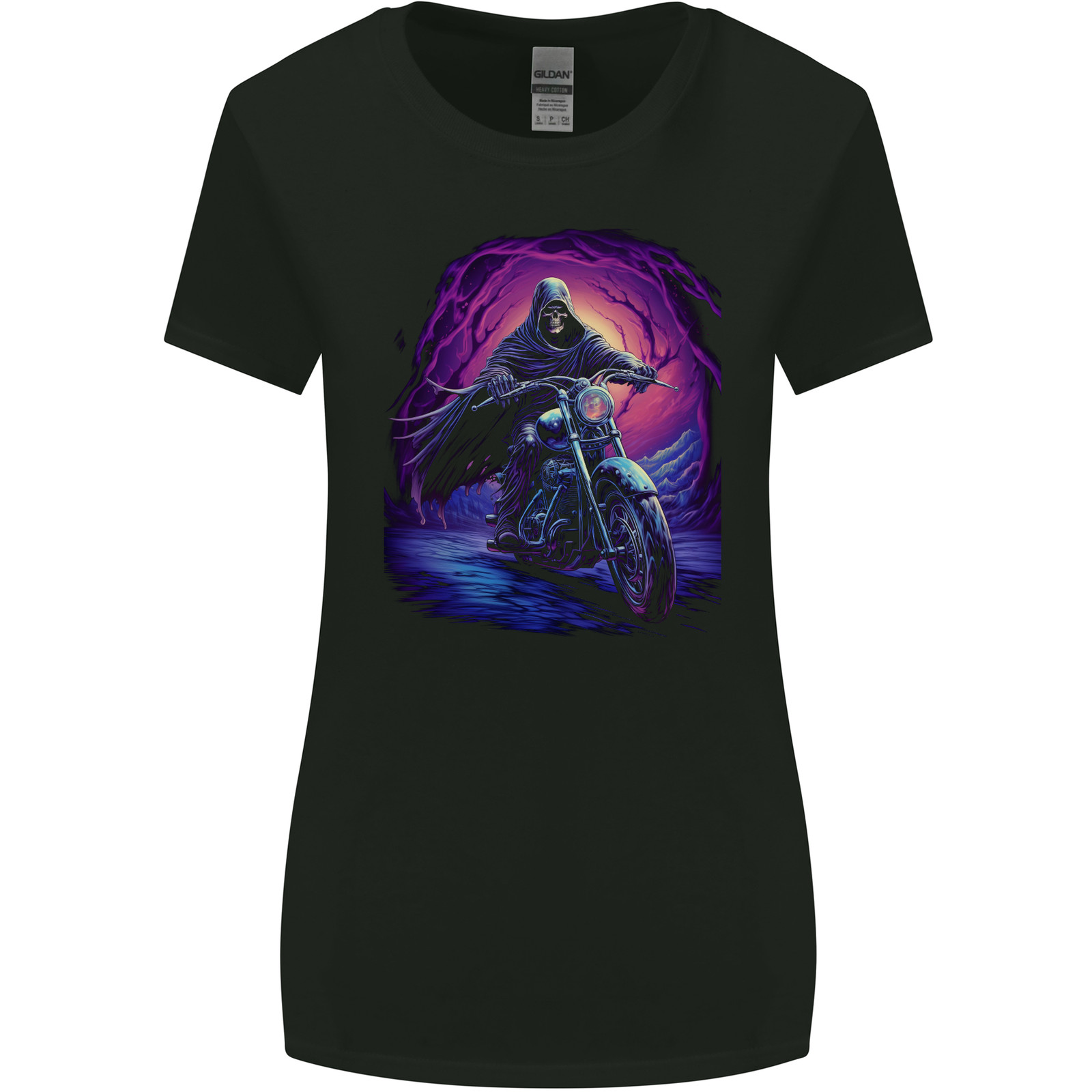 Skull Biker Motorcycle Motorbike Grim Reaper 13 Womens Wider Cut T-Shirt