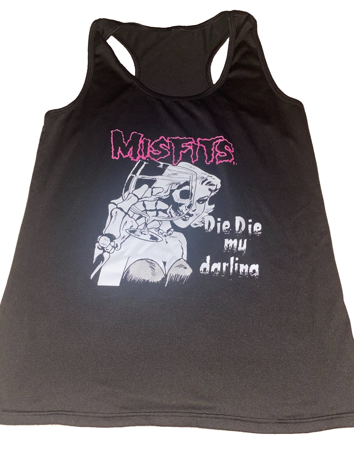 Women’s Black Racerback Tank Top Size M Misfits Die Die My Darling Graphic