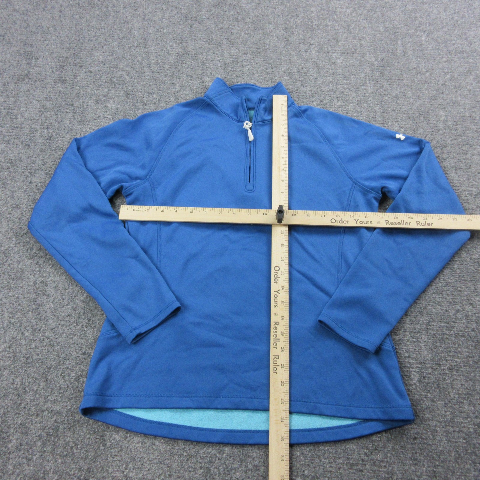 Under Armour ColdGear Pullover Womens Small Blue 1/4 Zip Fleece Running Athletic