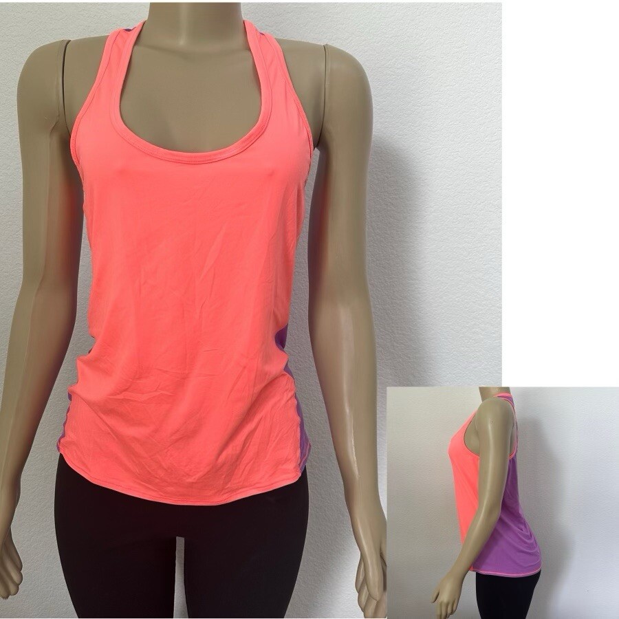 Athleta Neon Colorblock Racerback Tank Top Sz Medium Gym Yoga Athleisure Pilates