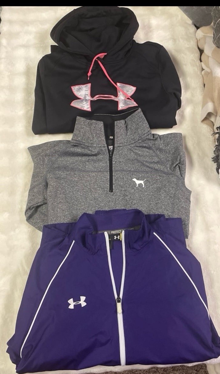 Under Armour & PINK Women’s Hoodie, 1/4 Zip, Jacket Black Gray Purple M