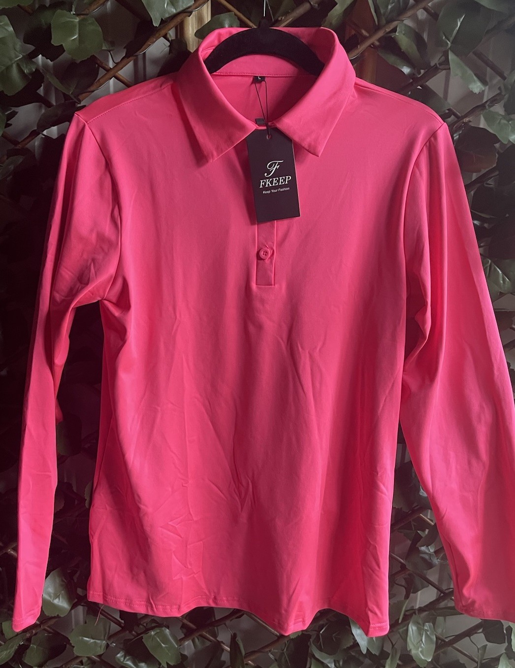 FKEEP Women’s Long Sleeve Sun Shirt Athletic, UPF 50+, Gray, Tennis Golf, Large