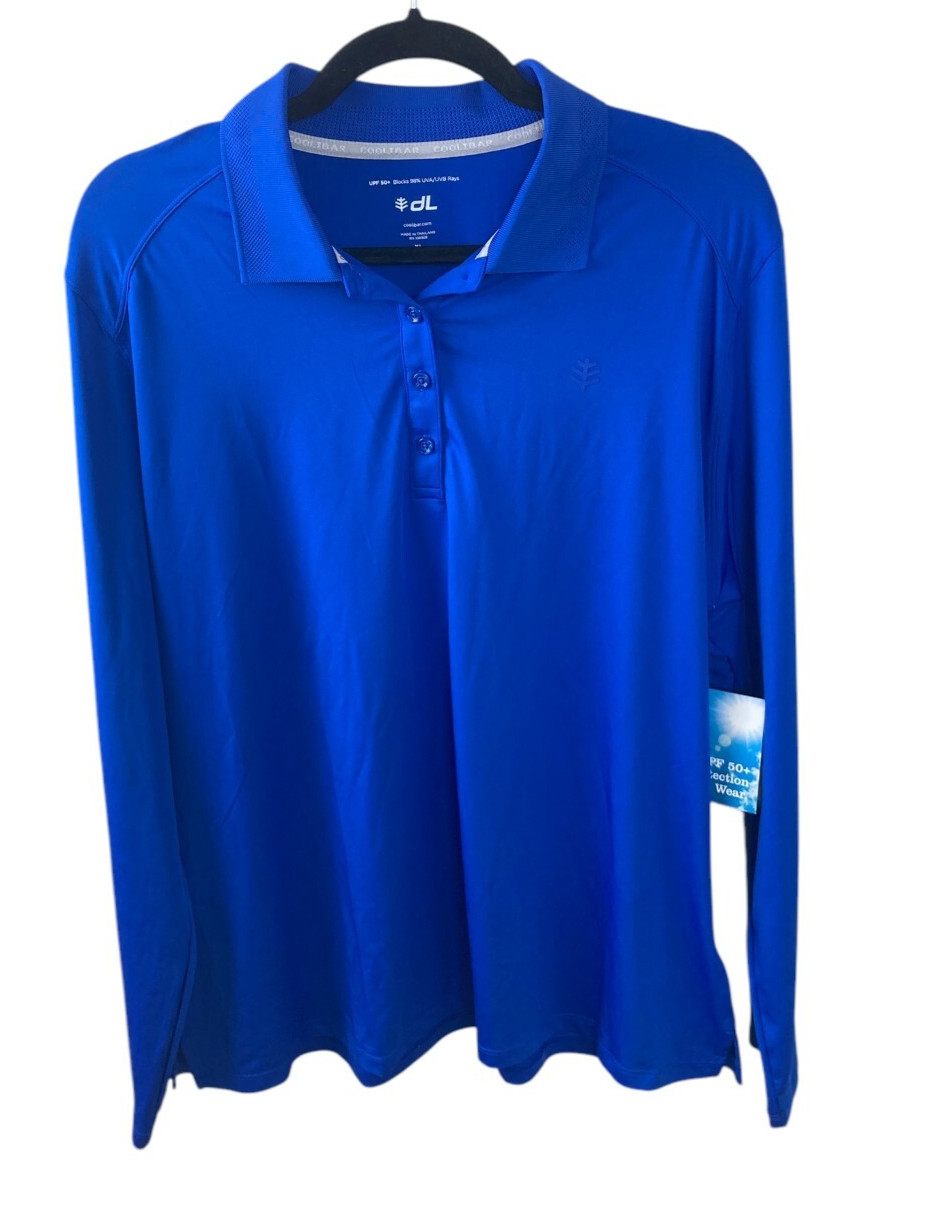 Coolibar NEW David Leadbetter Performance Pullover 1/4 Zip Golf UPF Blue XL