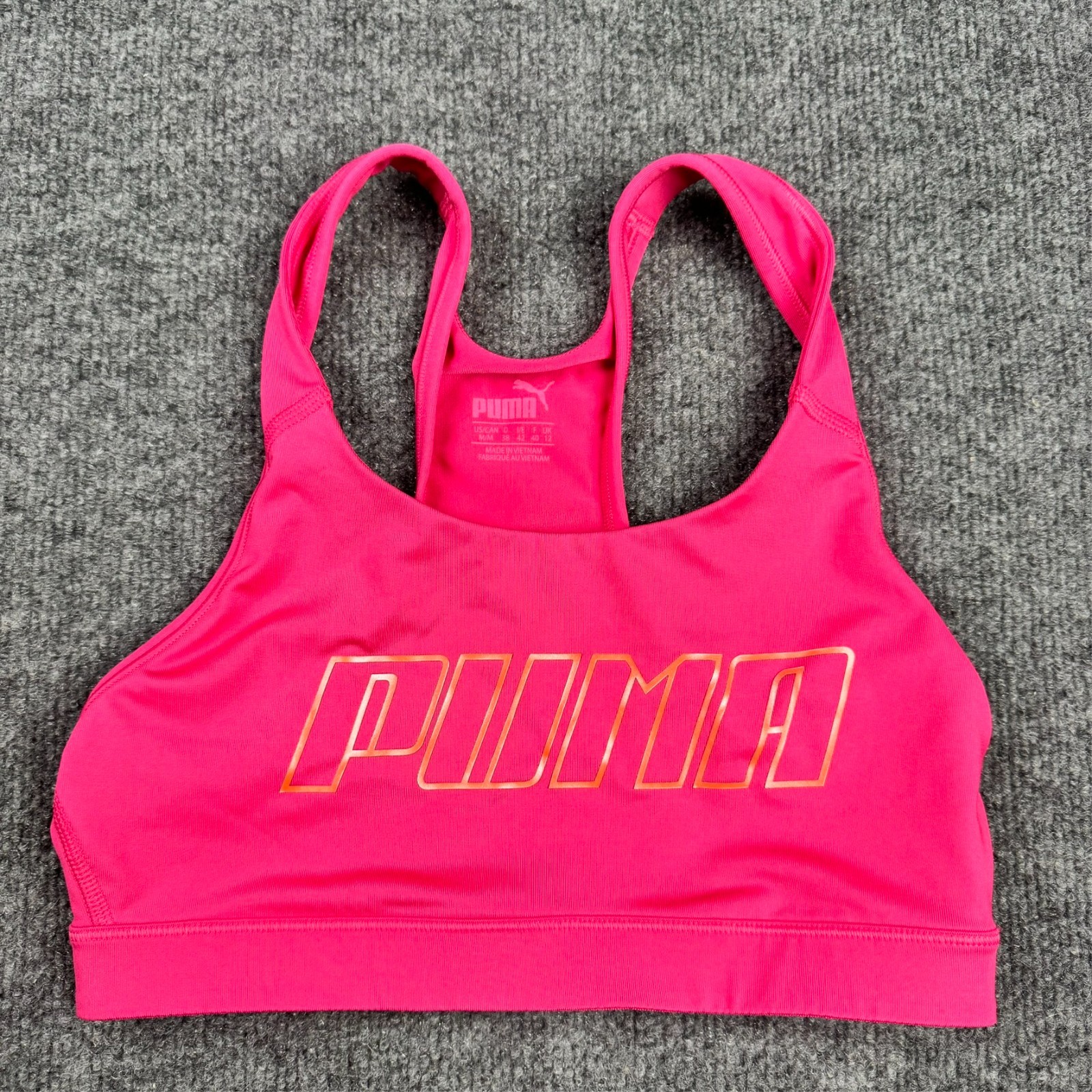 Women’s Puma Sports Bra Pink Racerback Athletic Crop Top Size M