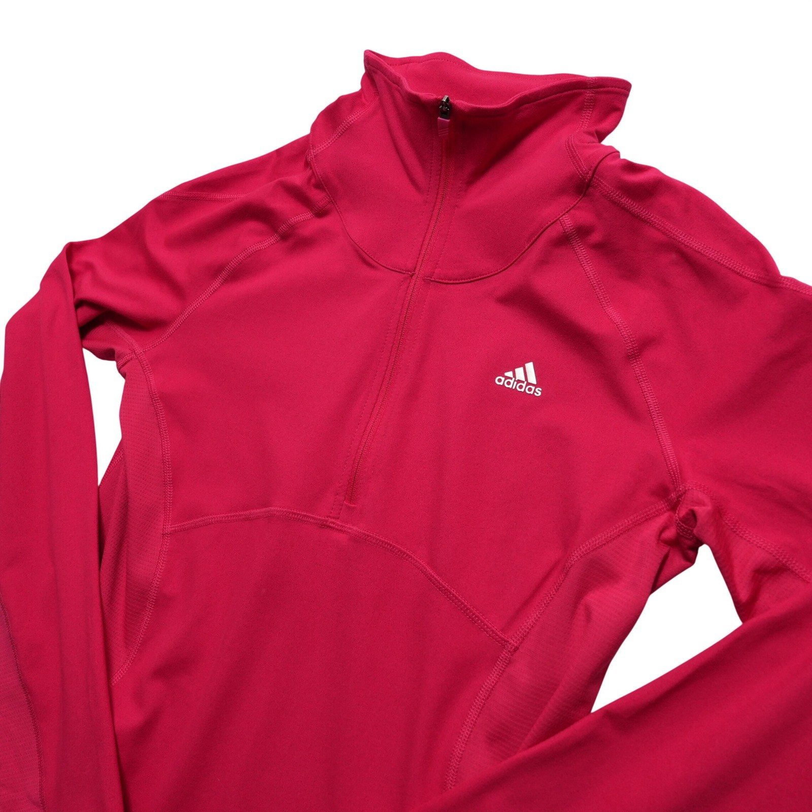 Adidas Climalite Womens Pullover Small Pink 1/4 Zip Running Thumbholes Athletic
