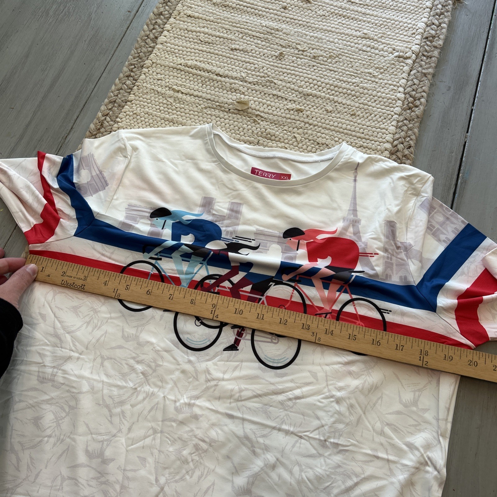 Terry Precision Soleil Flow White Red Blue TDF Cycling Shirt Women’s Sz XXL