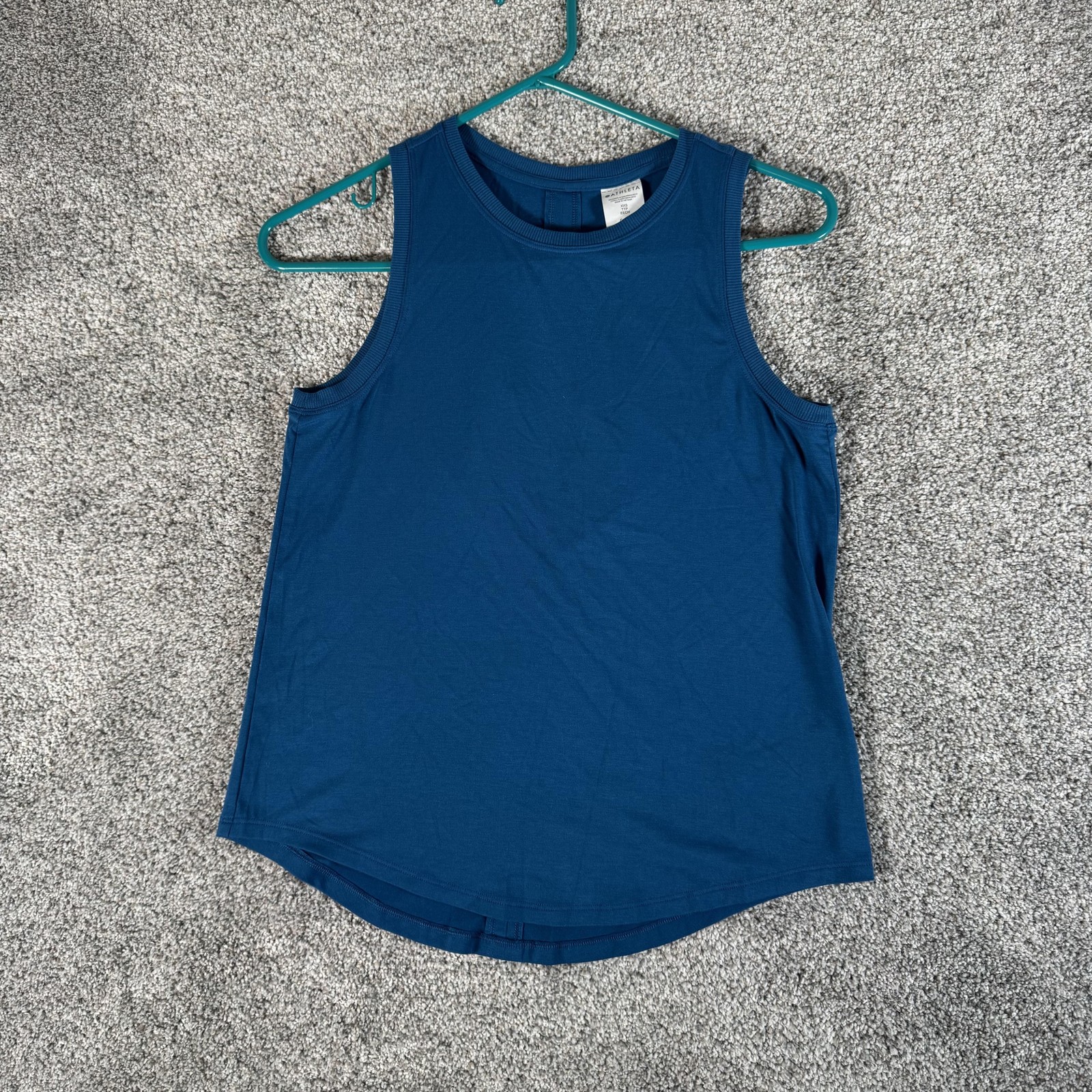 Athleta Tank Top Womens XXS Blue Open Back Curved Hem Workout Athletic Yoga