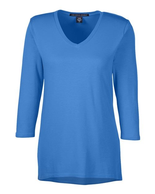 Devon & Jones Women’s Perfect Fit Bracelet-Length V-Neck Top DP184W