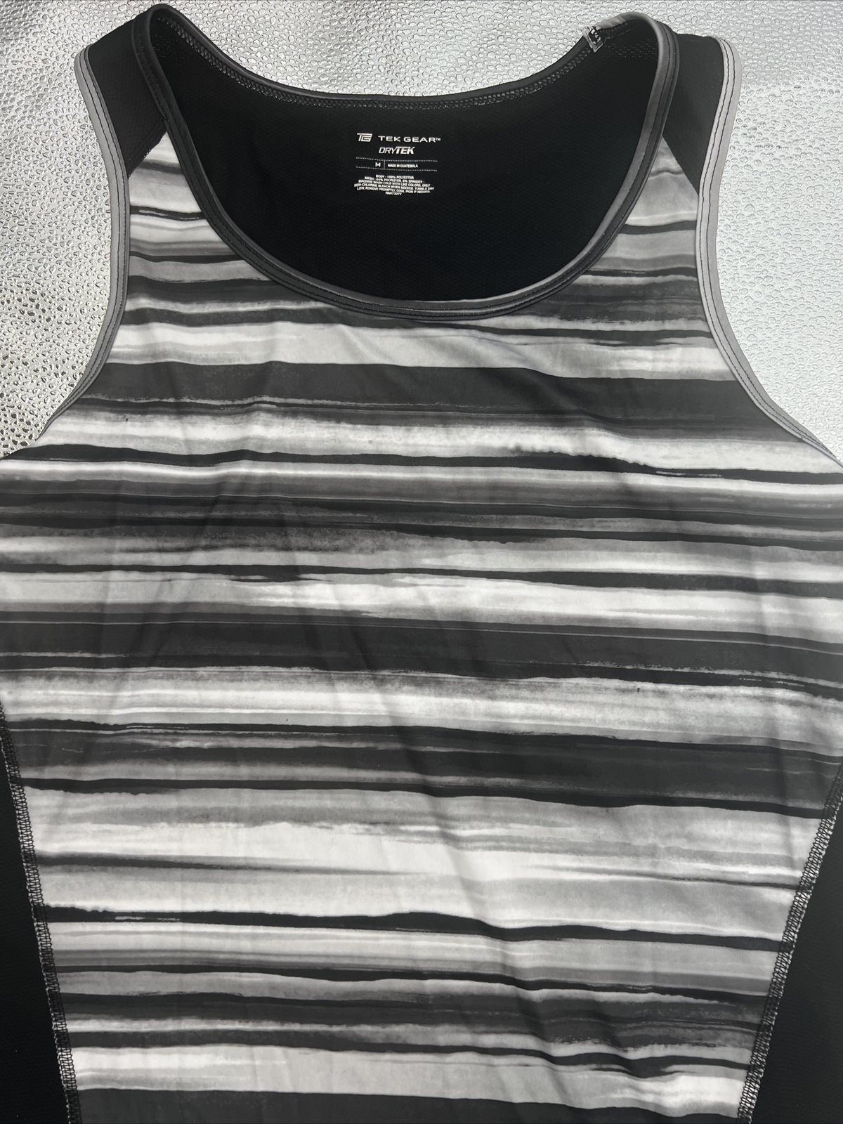 Tek Gear DryTEK Black White Gray Poly Spandex Sleeveless Top – Medium