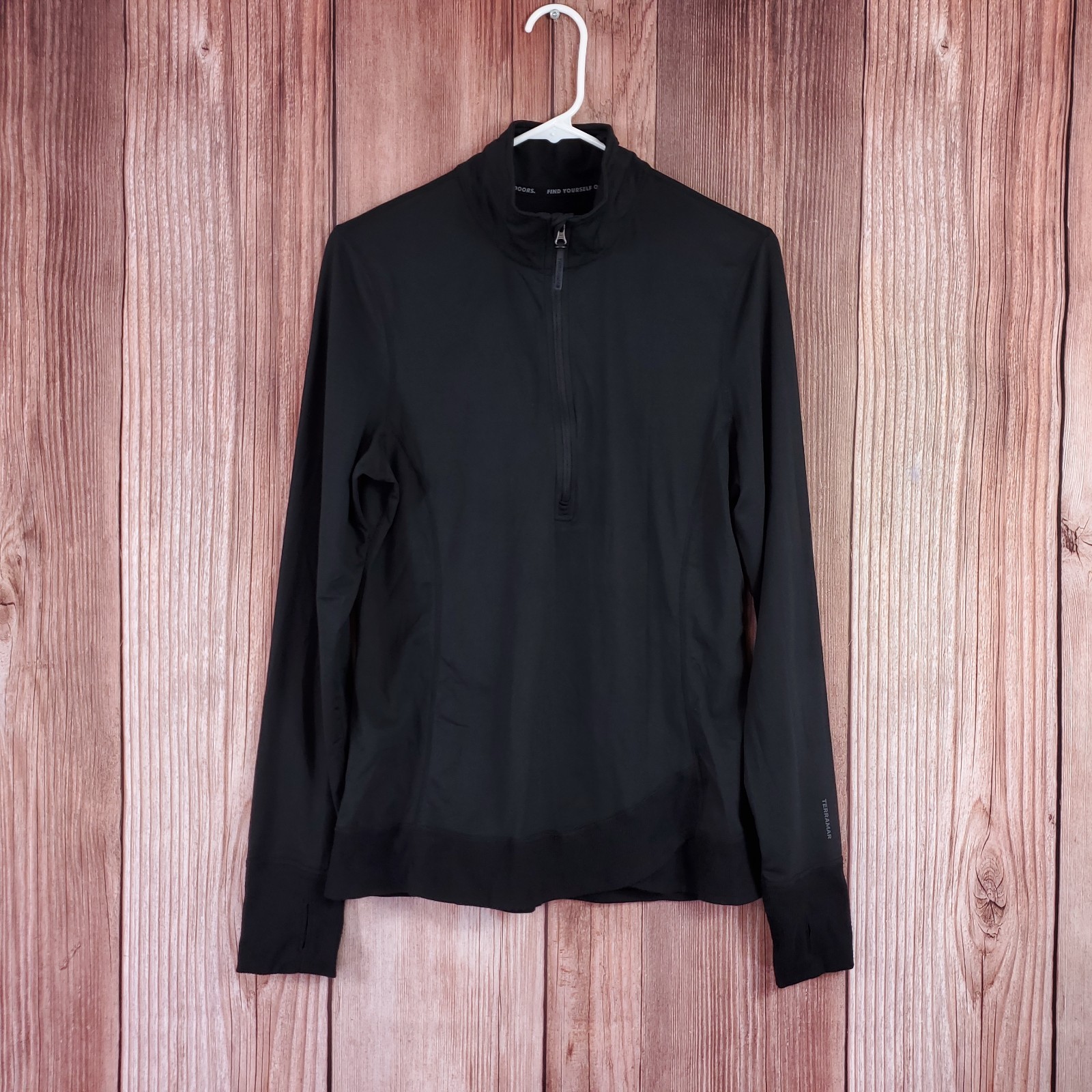 Terramar Womens Large 2.0 Cloud Nine Half Zip Base Layer Top Pullover Black