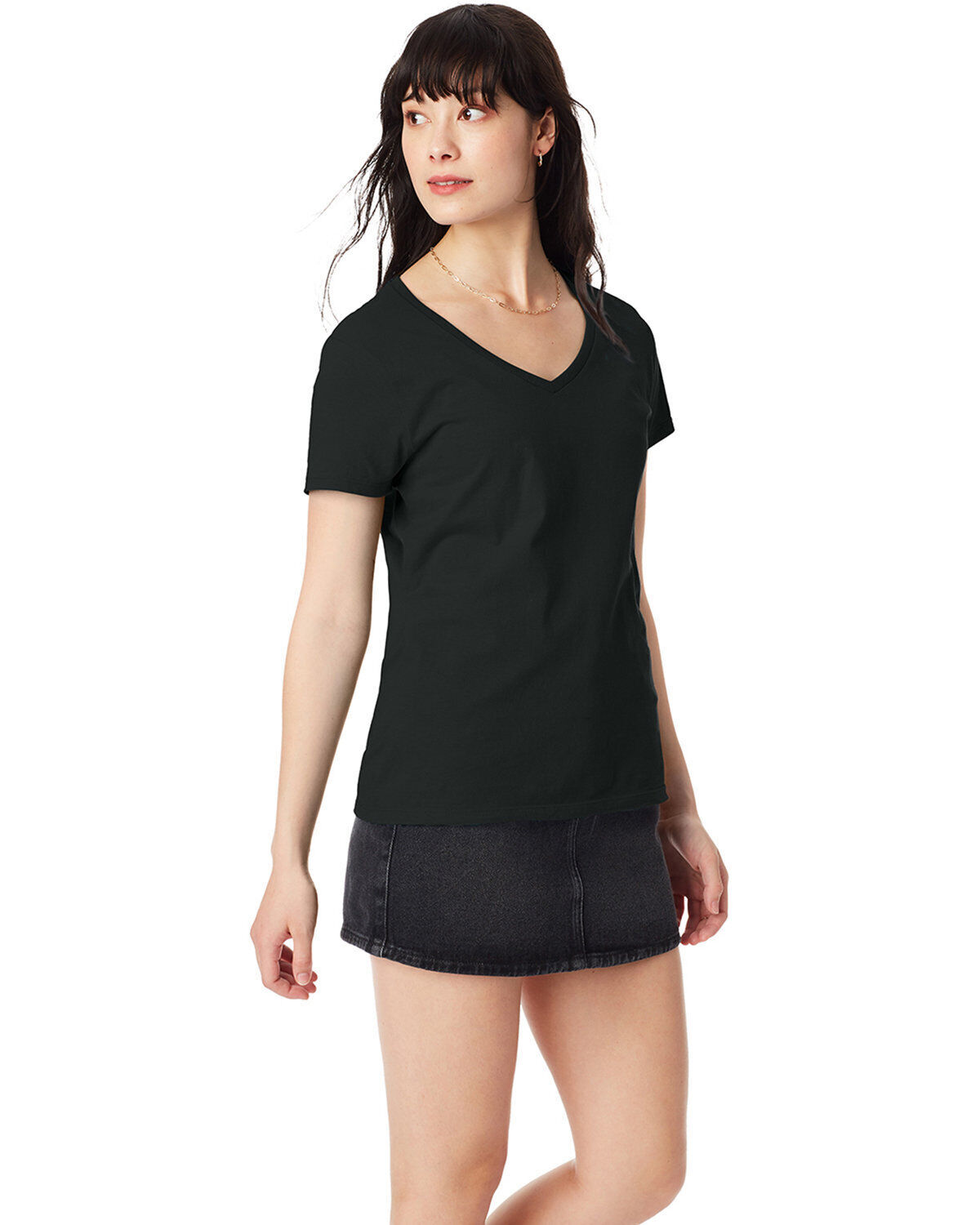 5 PACK OF Hanes Ladies 4.5 oz. 100% Ringspun Cotton Nano-T V-Neck T-Shirt – S04V