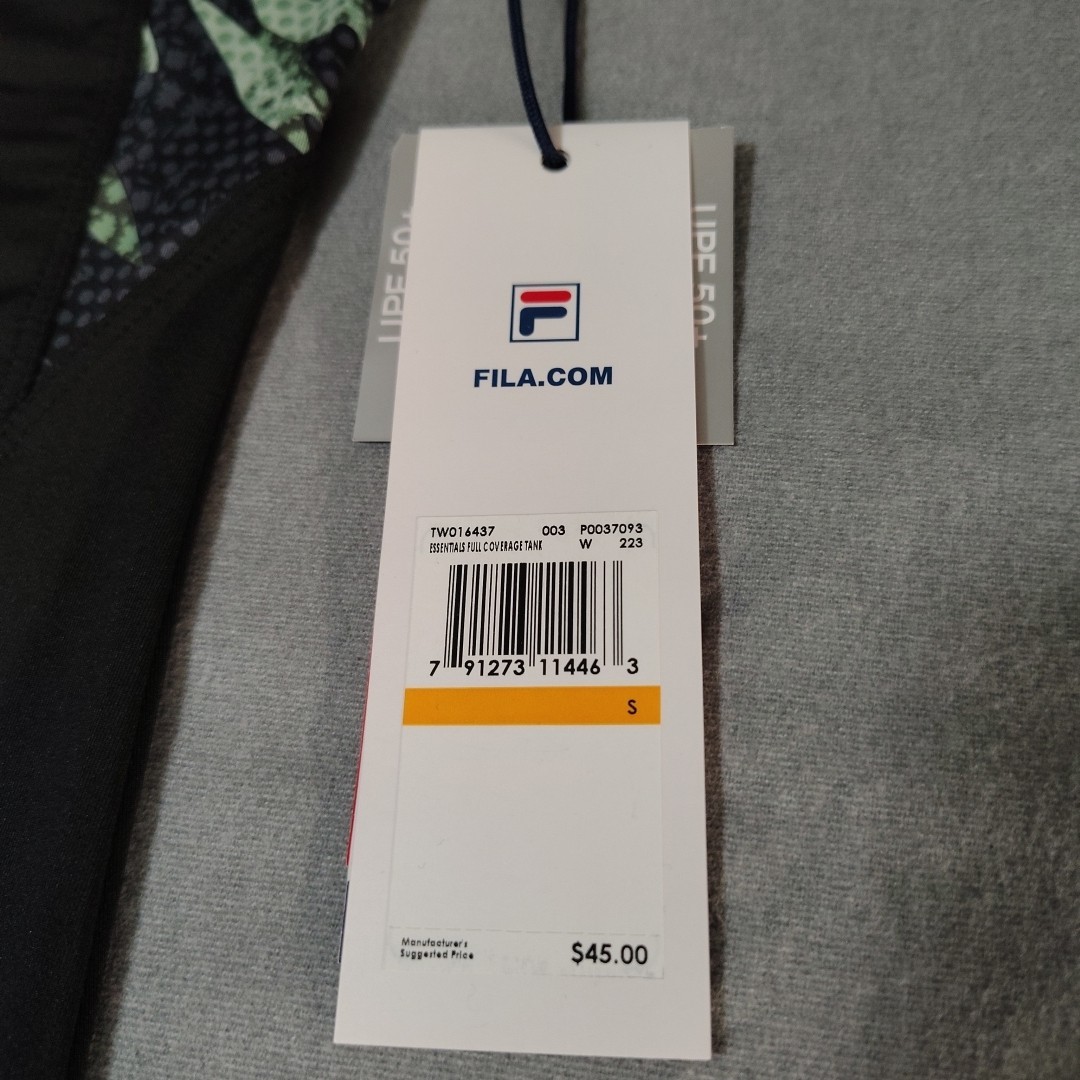 Fila – Essentials Full Coverage Tank – Women’s Size Small – Black/Green