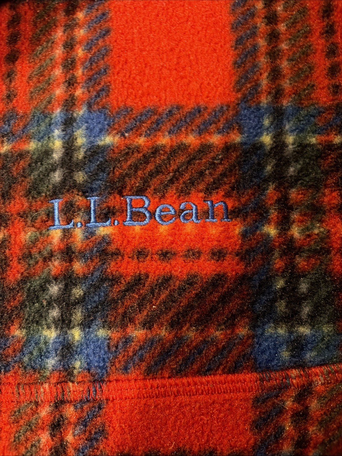 LL Bean Classic Quarter Snap Fleece Pullover Unisex WL/MM Red Blue Plaid