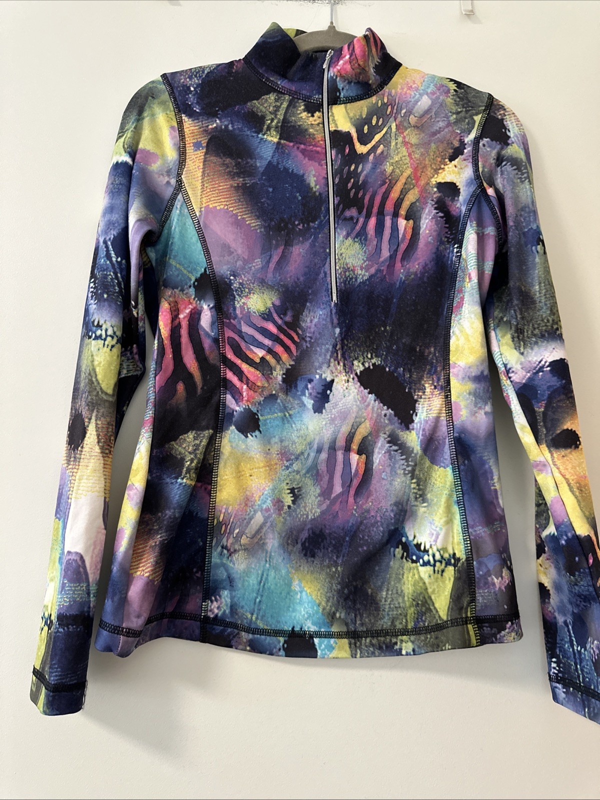 Sno Skins Abstract High Neck Half Zip Pullover Multicolor Size Small Womens
