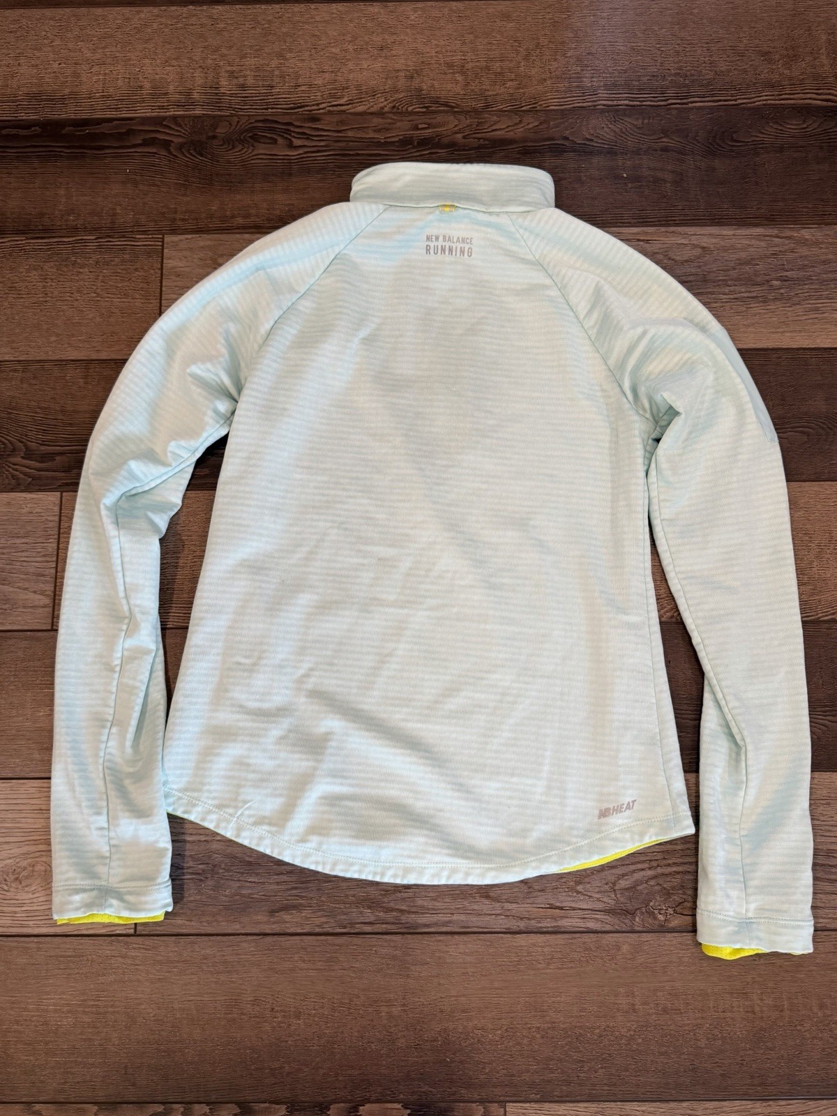 New Balance Heat Women’s S Light Blue/Yellow 1/4 Zip Mock Neck Running Top
