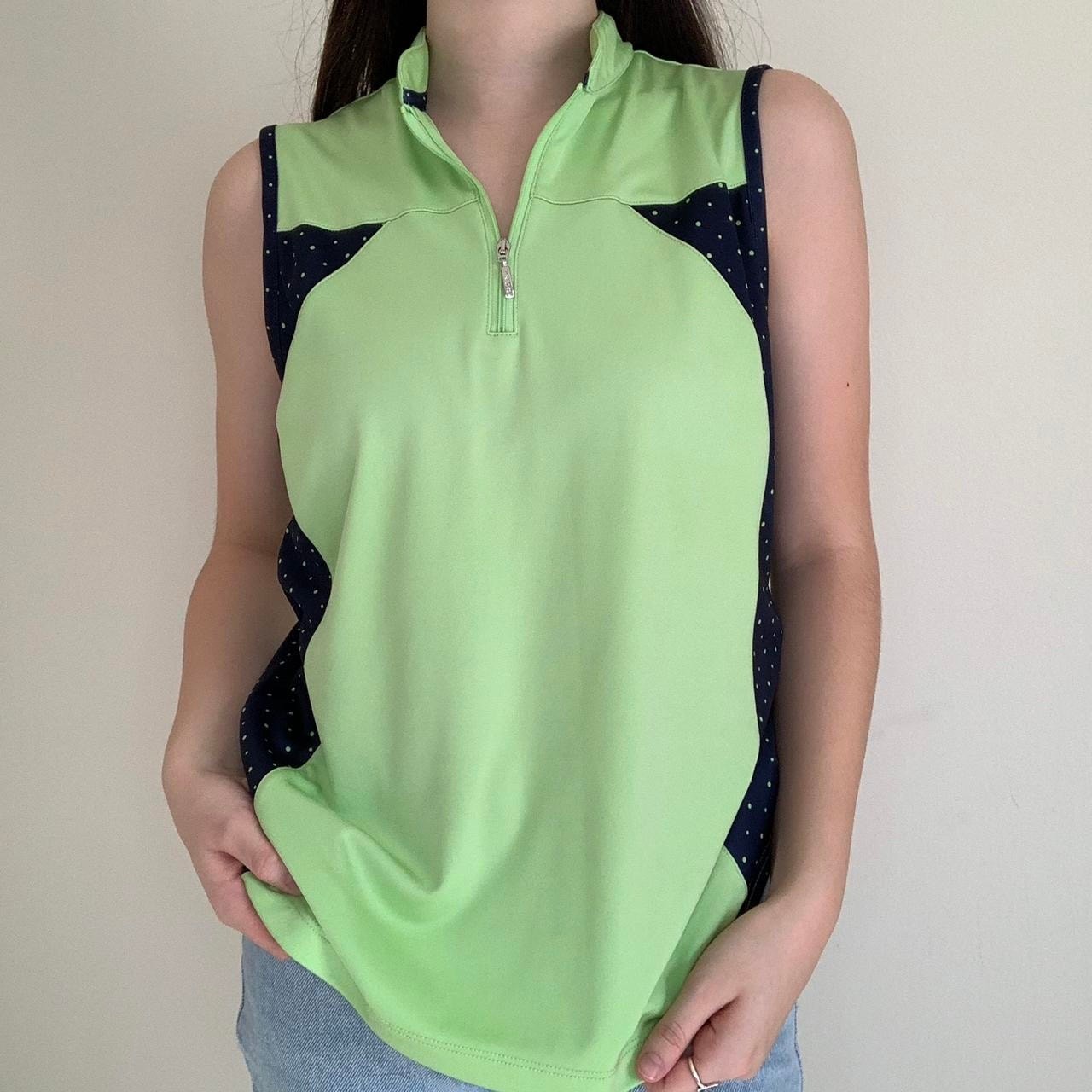 Izod Golf Tank Women’s Size XXL Green Blue Polkadot Golfcore Tennis Preppy
