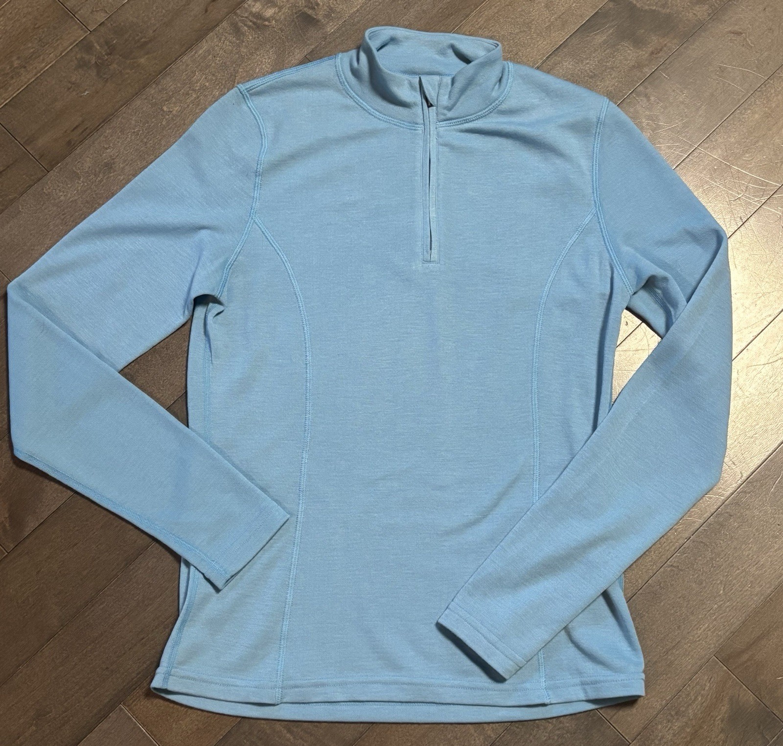 Gordini Women’s Blue Wool Blend 1/4 Zip Thermal Base Layer Top Size Medium