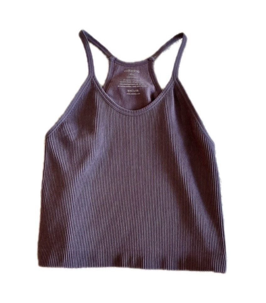 ODODOS Women’s Purple Ribbed Knit Scoop Neck Racerback Cropped Tank M/L