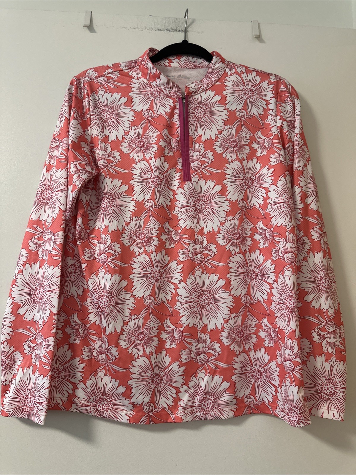 Court Haley Quarter Zip Woman’s Med Orange White Floral