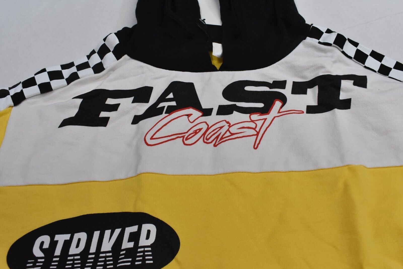 H&M Womens Fast Coast Hood Checker Short Sleeve Crop Top Striker 36 Size Small