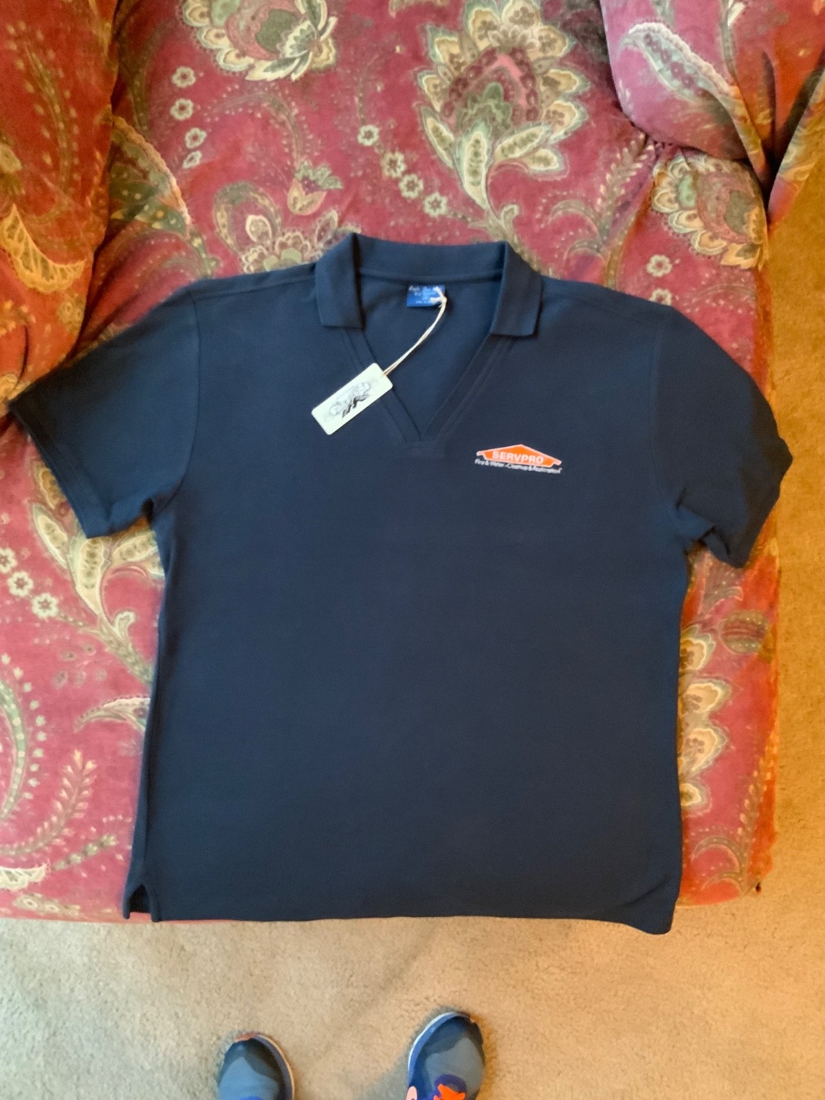 ServPro Logo Navy Lightweight V Neck Polo Shirt Women’s New M