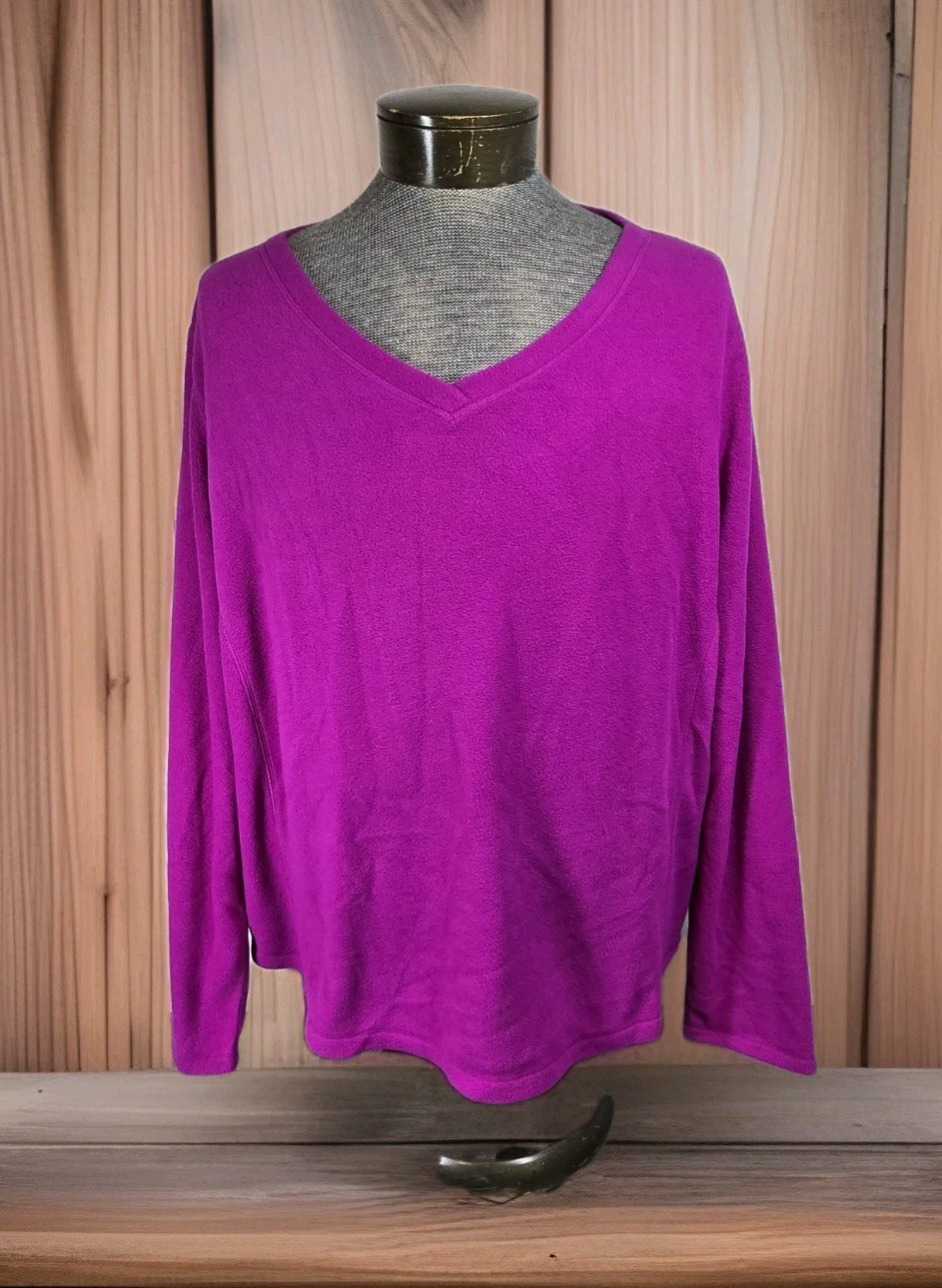 Be Inspired Activewear Shirt Womens 3XL Magenta Long Sleeve Microfiber Fleece