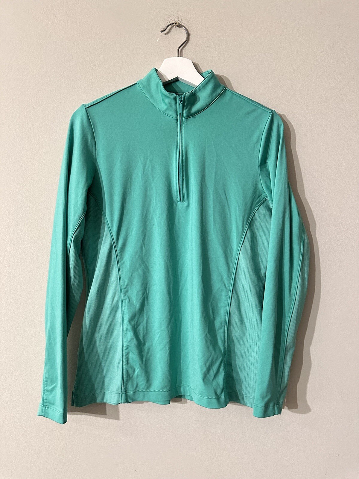 Peter Millar Crown Sport E4 Lightweight Shirt Green 1/4 Zip Size M 50+UPF Top