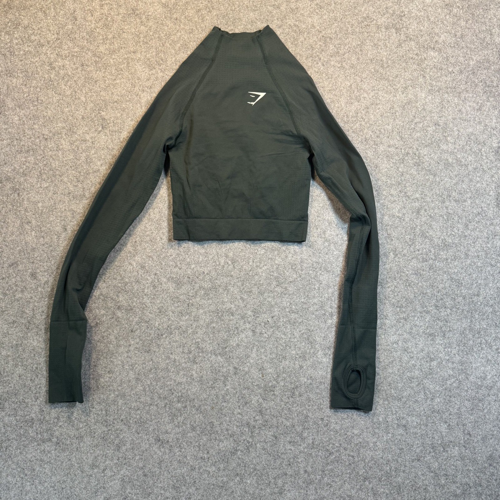 Gymshark Vital Seamless 2.0 Crop Top XS Dark Green Thumbholes