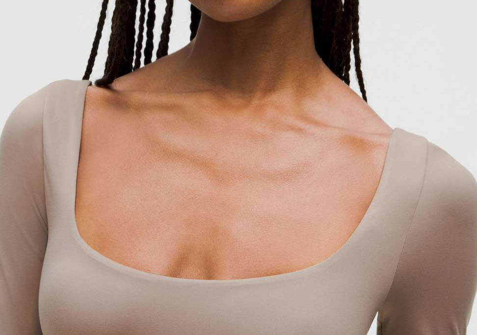 LULULEMON Wundermost Square-Neck Long-Sleeve Bodysuit L Taupetastic SO SEXY!