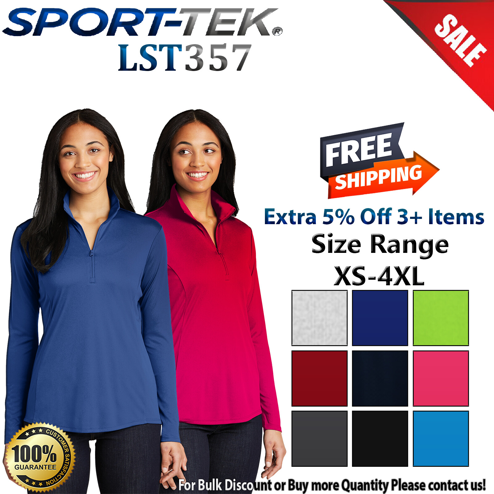Sport-Tek LST357 Womens Long Sleeve Lightweight Competitor 1/4 Zip Pullover