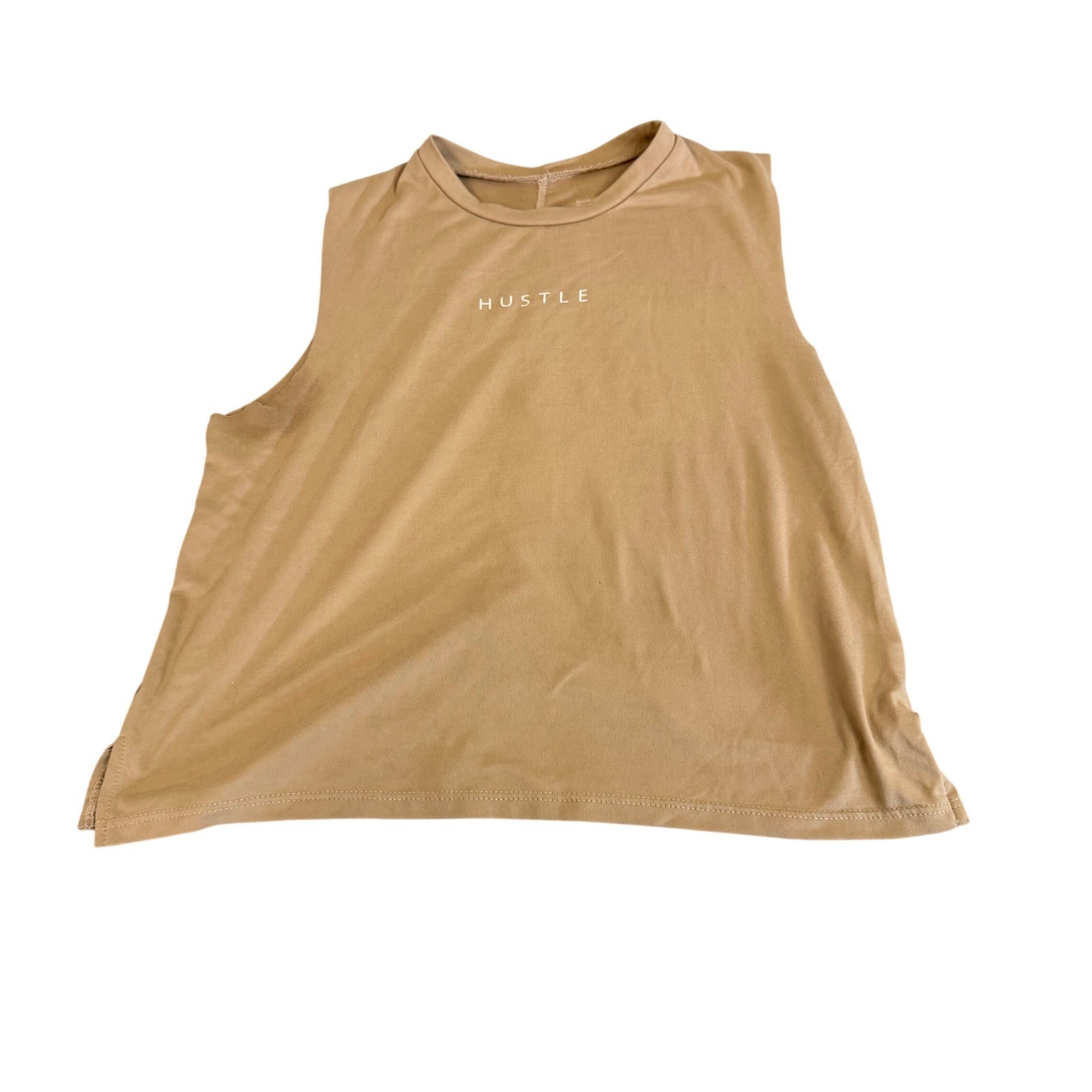 Lovers of hYOUmanity Hustle Muscle Tank Top Tan Camel Sleeveless Small