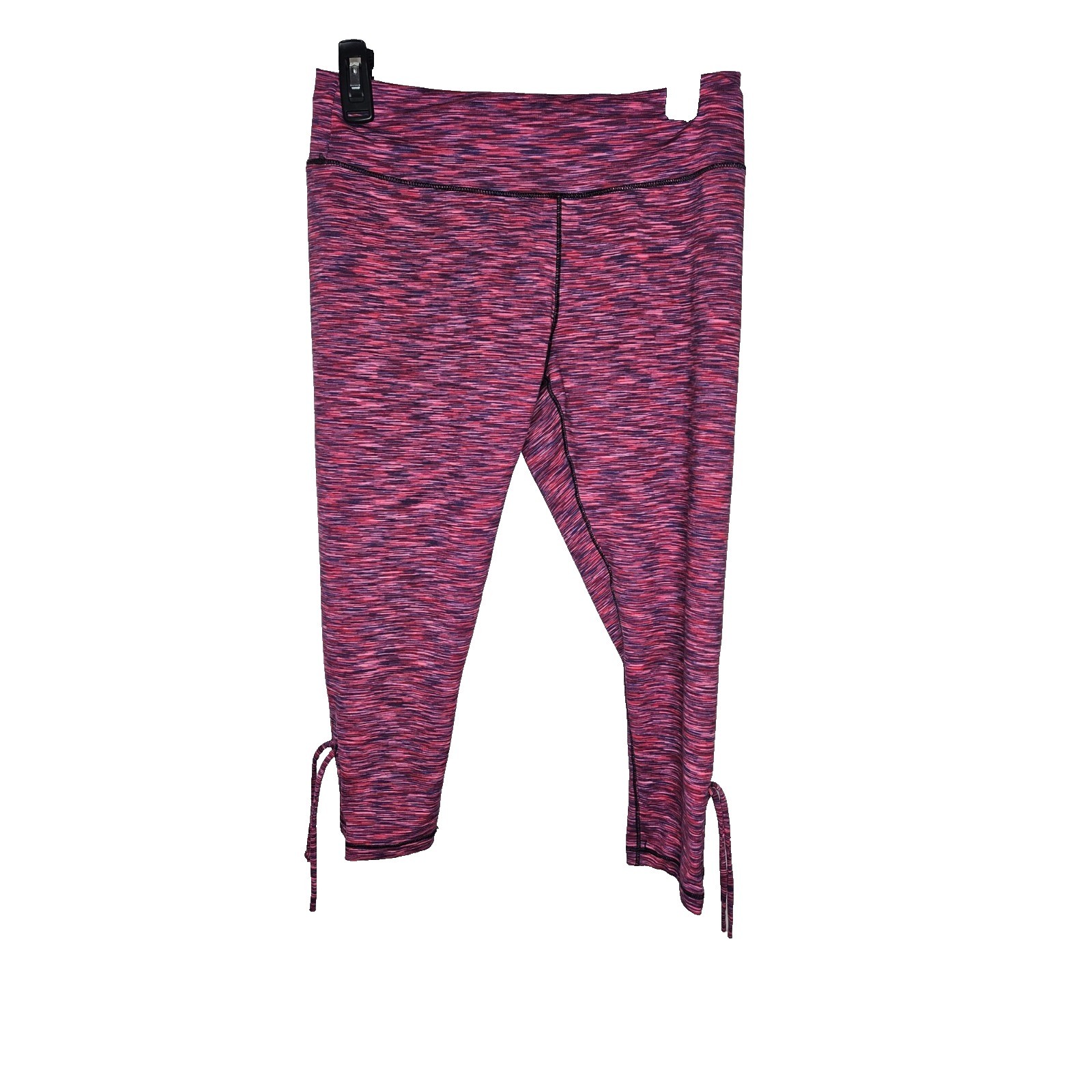 Pink Lotus Women’s Cropped Yoga Leggings M Pink Purple Tie Hem Activewear Pants