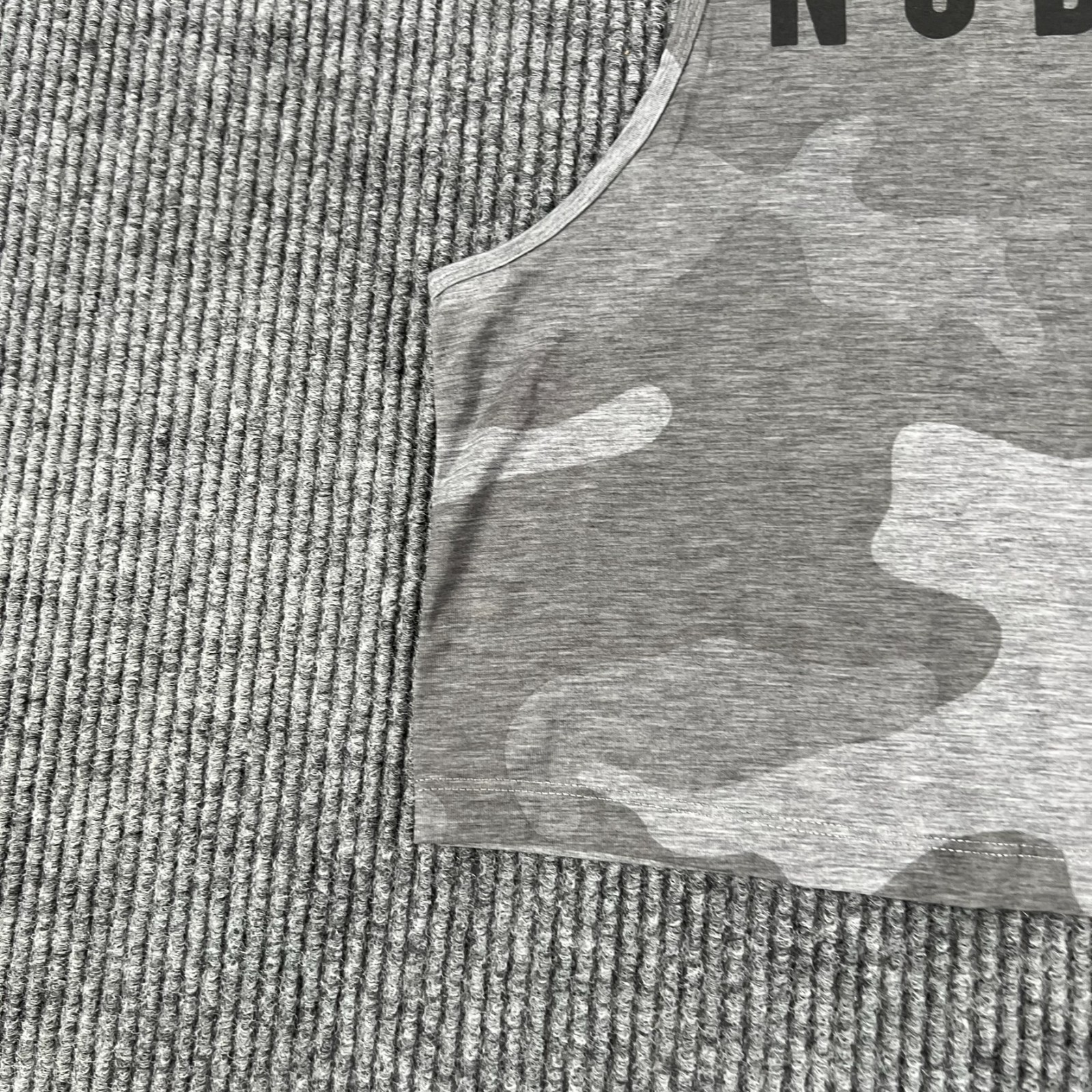 NoBull Cropped Tank Top Shirt Womens Small Gray Camo CrossFit Workout Gym