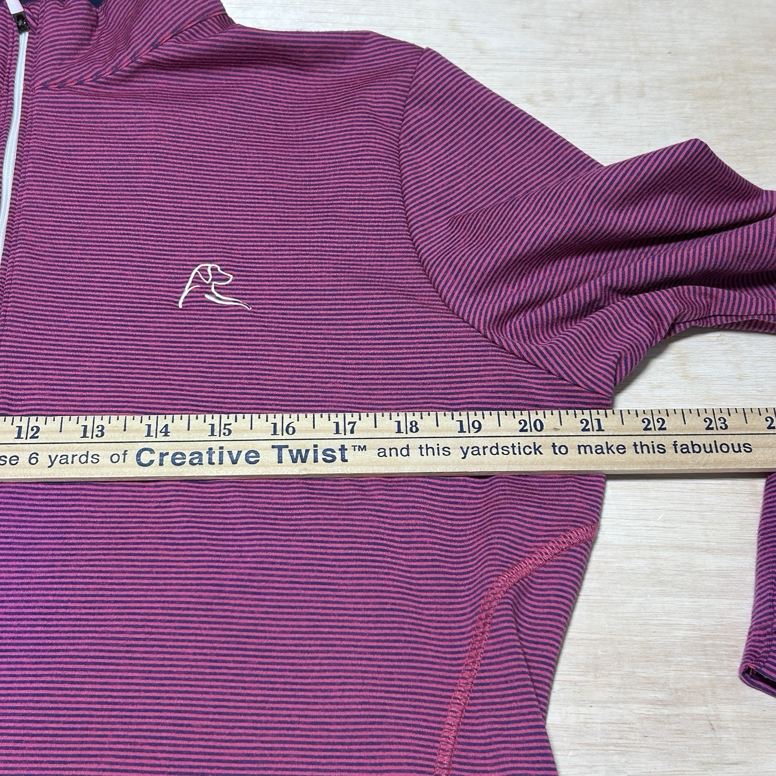 Rhoback Pullover Womens Large Blue Pink Stripe 1/4 Zip Performance Golf Stretch