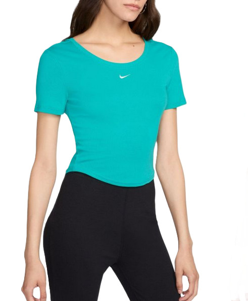 NIKE Knit SCOOP BACK short sleeve MINI-RIB TOP Womens Size M FN3664 -345