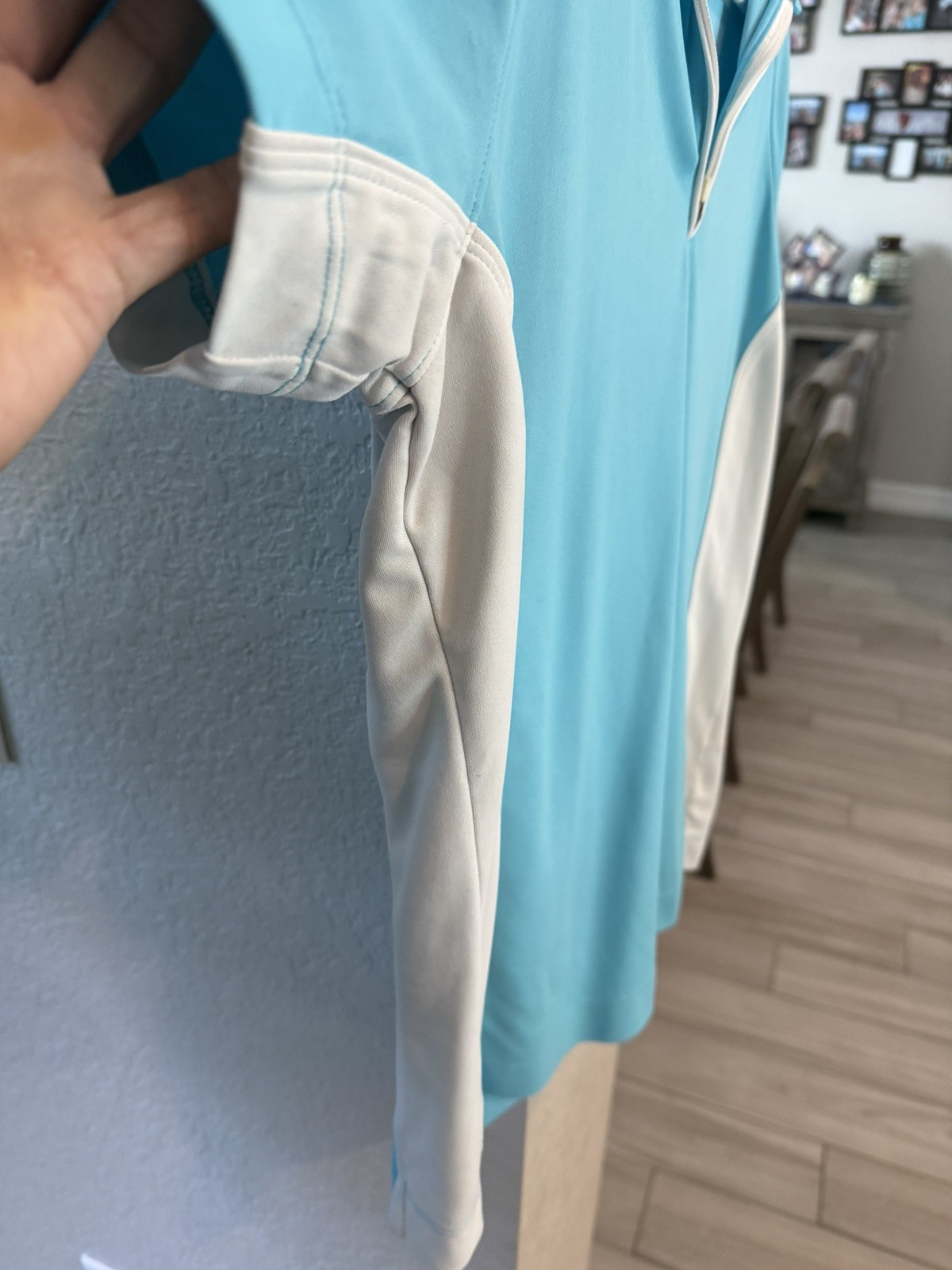 Slazenger Activewear Shirt Women’s Size L Turquoise White Half Zip