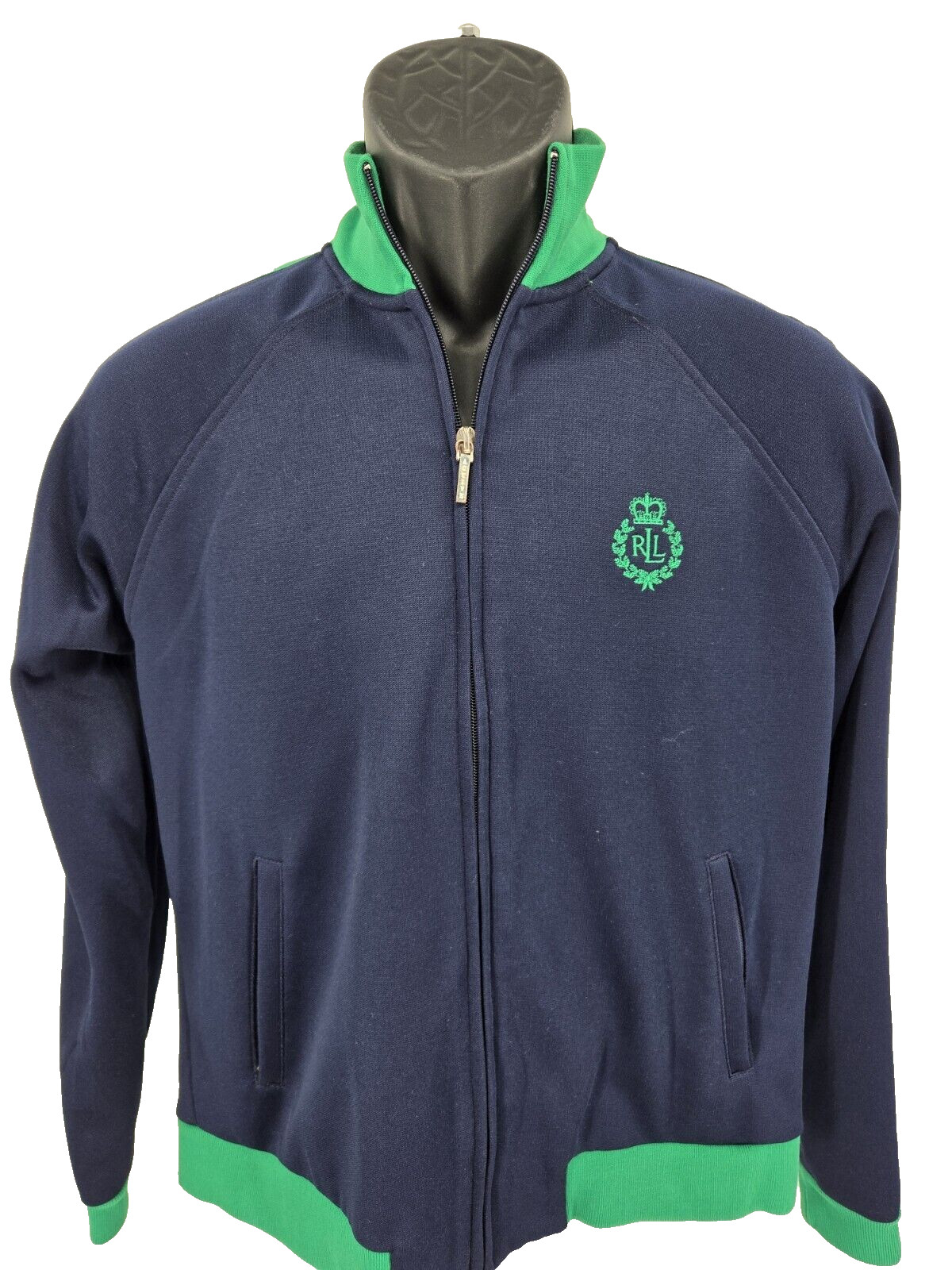 Lauren Ralph Lauren Jacket Medium Blue Womens Full Zip Tennis Golf Preppy Active
