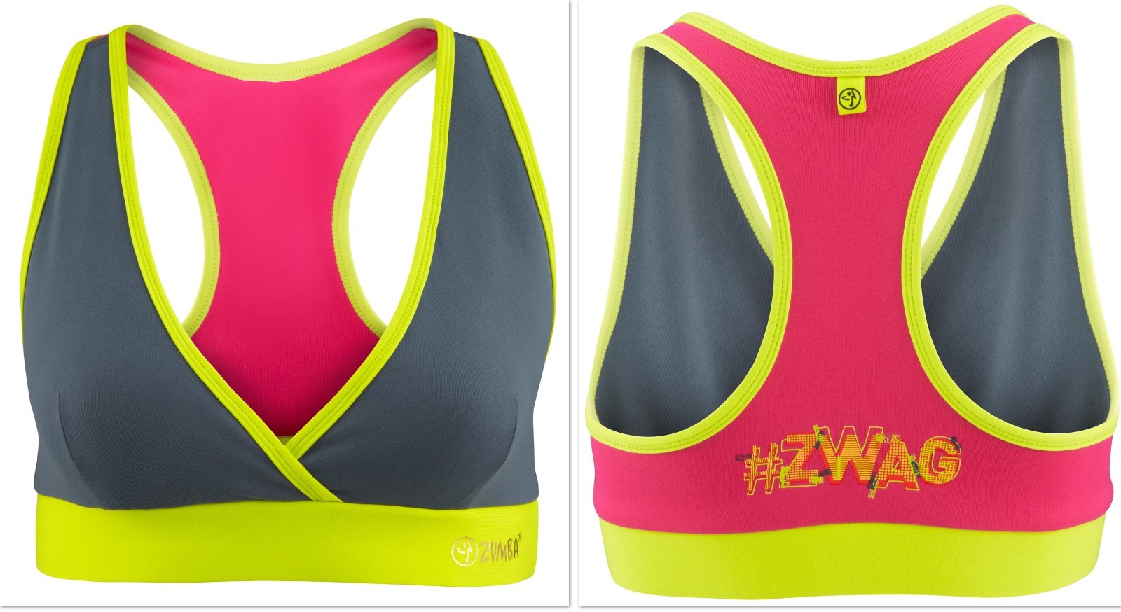 ZUMBA ZWAG RACERBACK Sports BRA Top FITNESS DANCE! Yoga Run WorkOut – Size Small