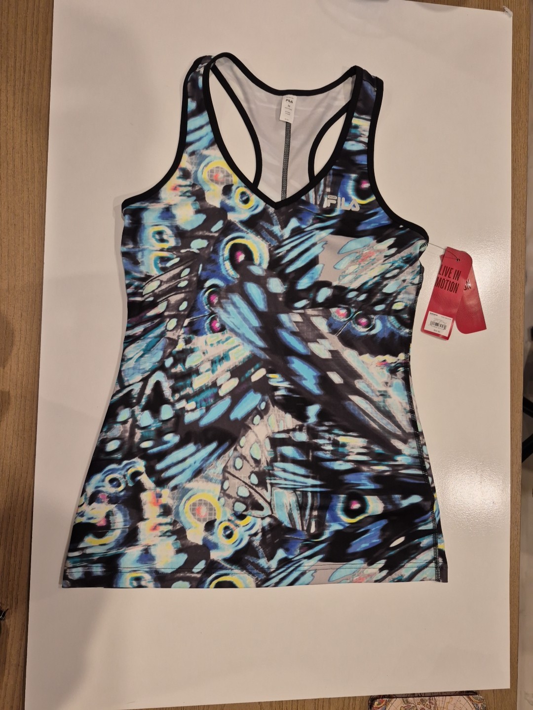 Fila Racer Back Sleeveless Sportsm Top Blue Yellow Black White NWT Butterfly Med