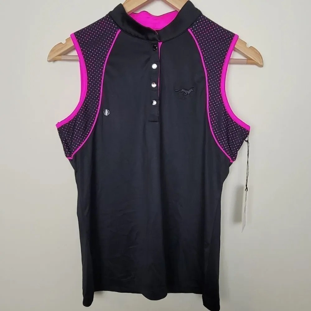 TAIL Sleeveless Mini Mock Golf TOP SUGAR RUSH (Onyx Black) Small