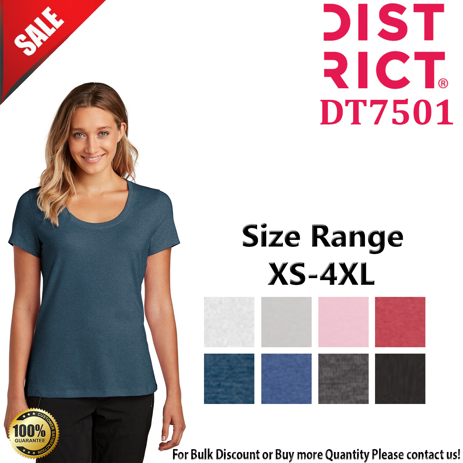 District DT7501 Womens Short Sleeve Flex Scoop Neck Stylish T-Shirt