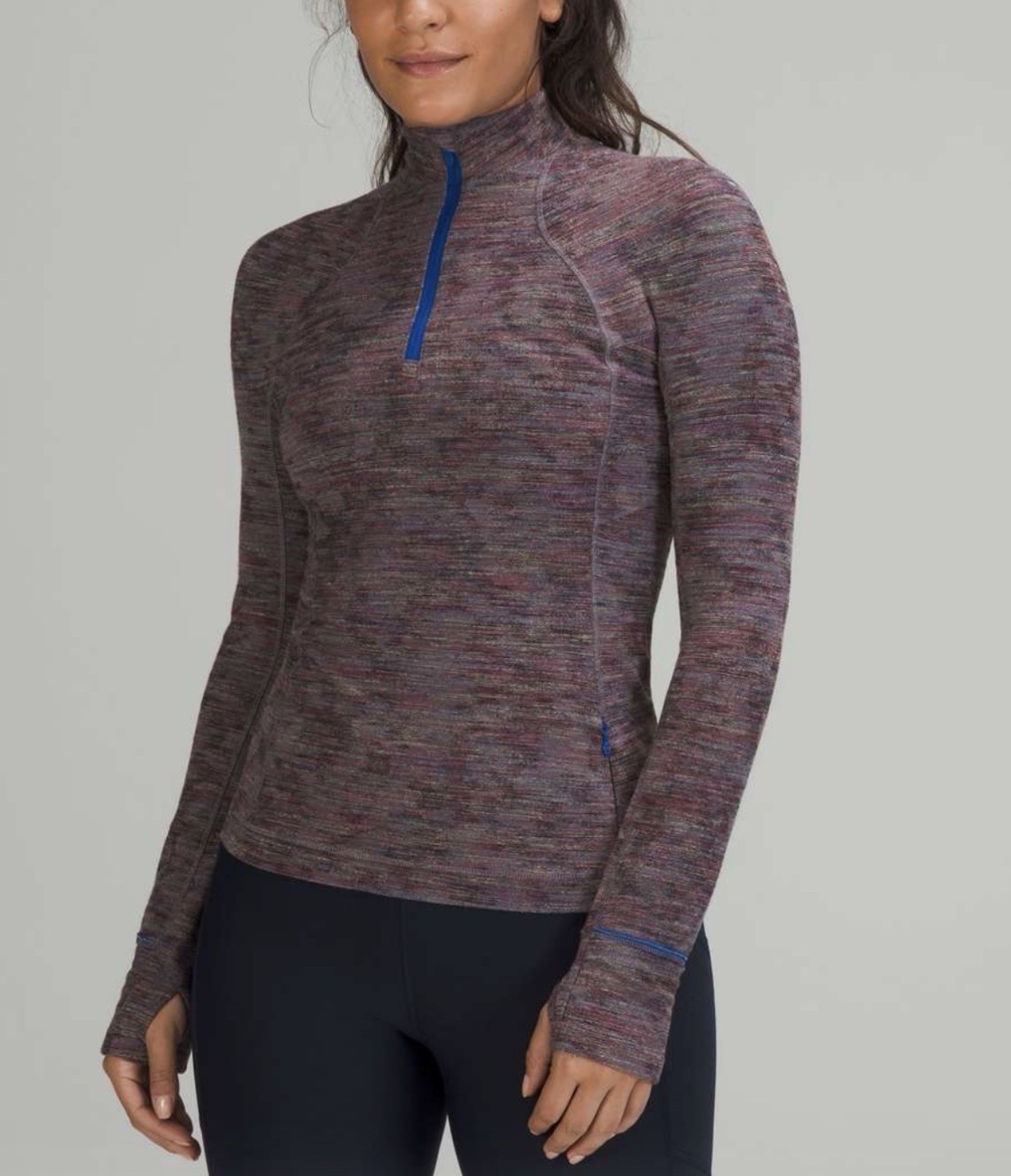 Lululemon It’s A Rulu Run Half Zip Data Rush Jacquard Anchor Blue Size 4 NWT