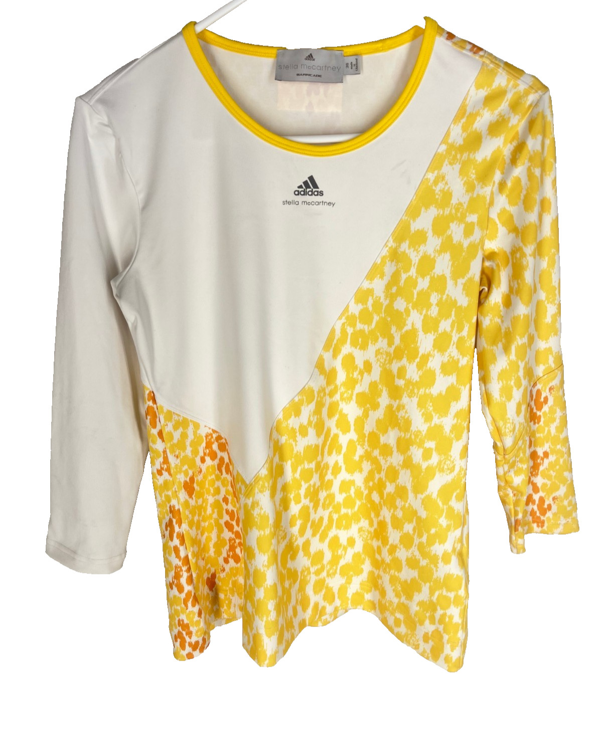 Adidas Stella McCartney Shirt Womens 36 Small White Yellow Barricade Tennis Top